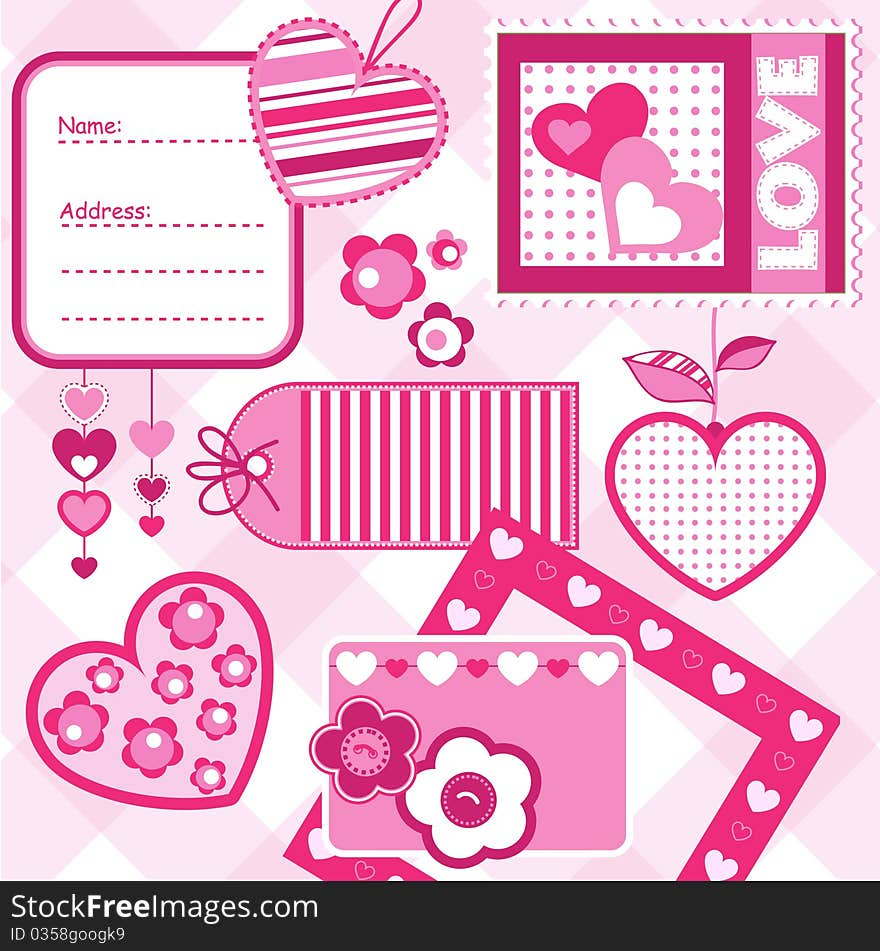 Valentine scrapbook elements