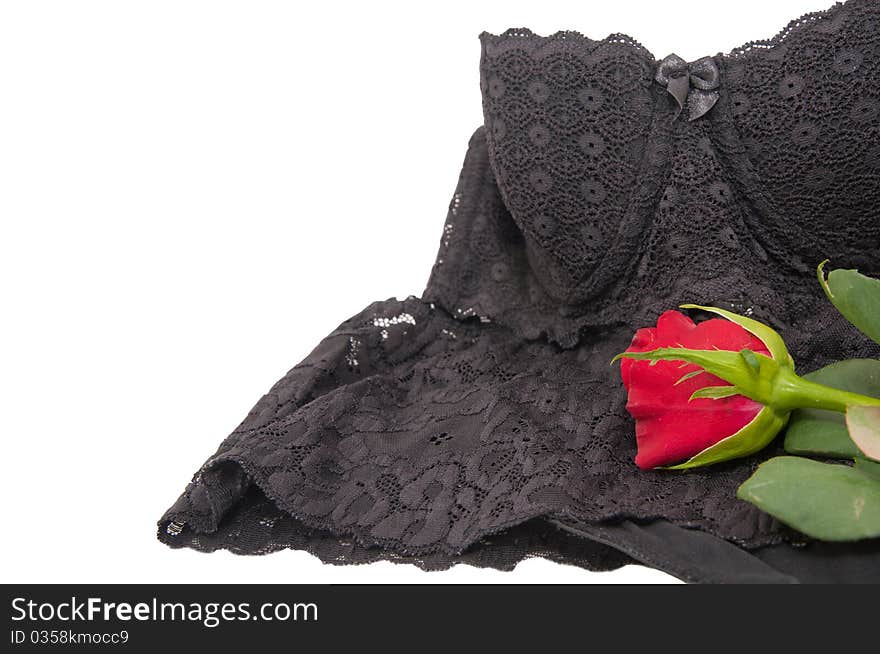 Female underwear with red roses