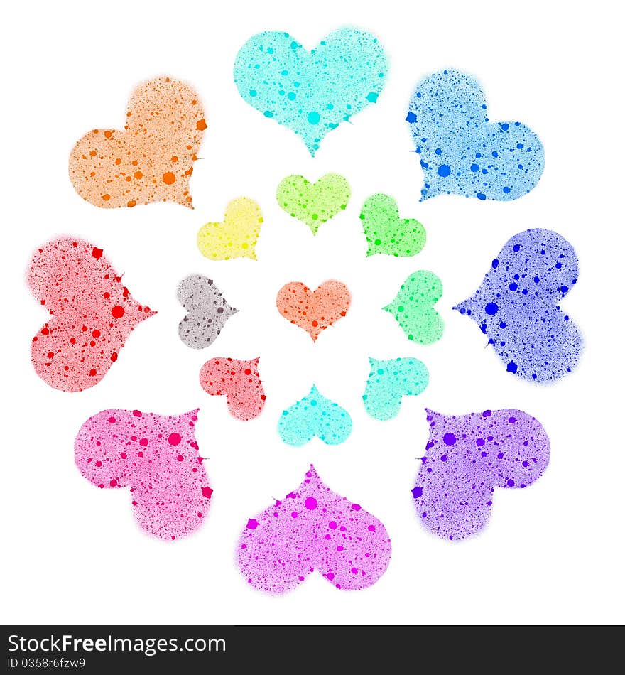 Colorful hearts on white background. Colorful hearts on white background