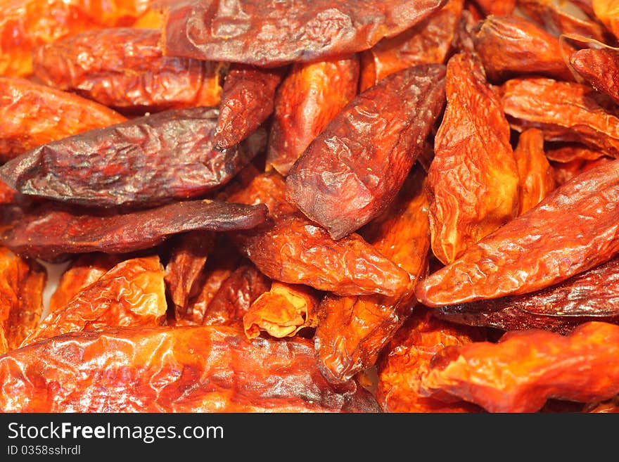 Macro of Red Chilly Peppers, also known known as Piri Piri