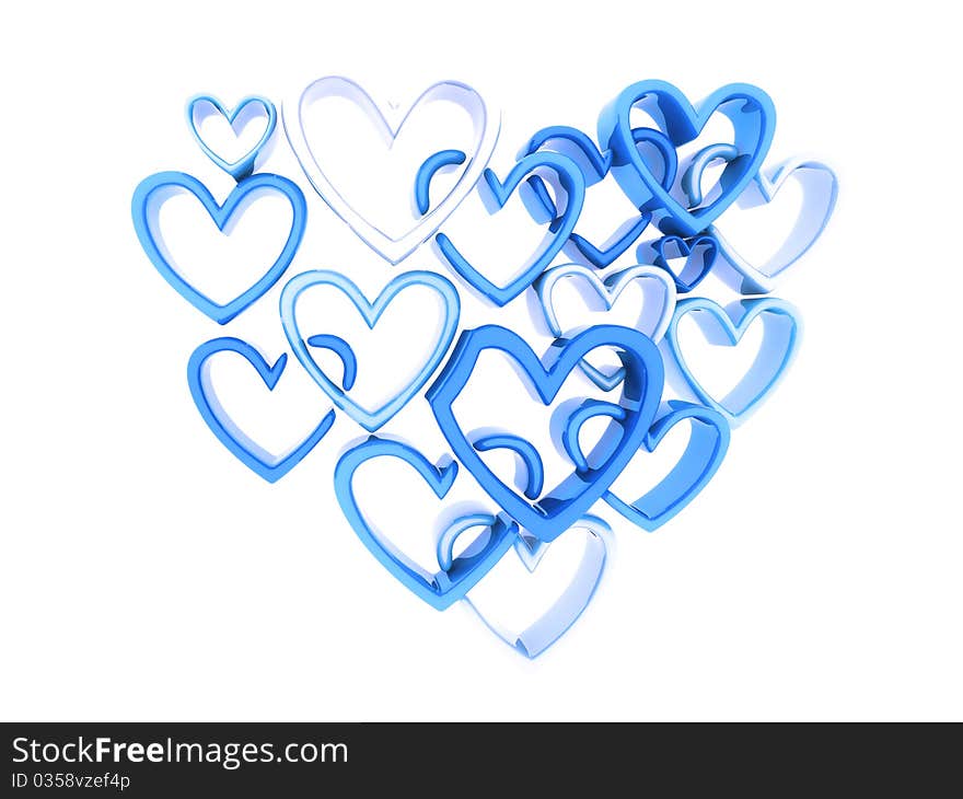 Illustration with blue isolated heart (love concept)