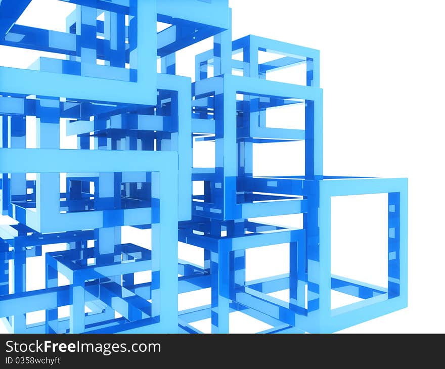 Background with blue frame cubes (network concept). Background with blue frame cubes (network concept)