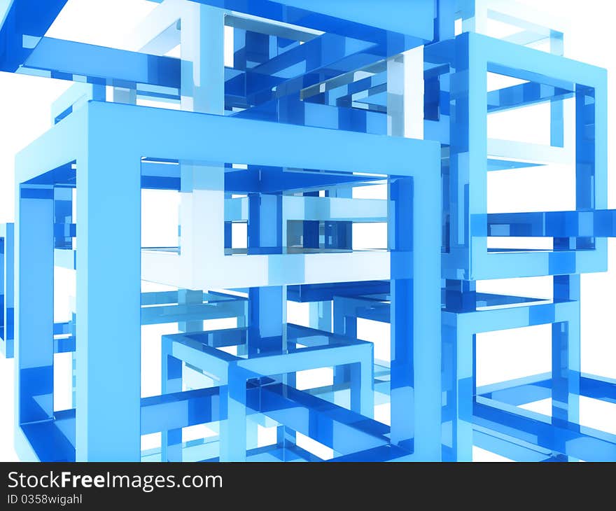 Background with blue frame cubes (network concept). Background with blue frame cubes (network concept)