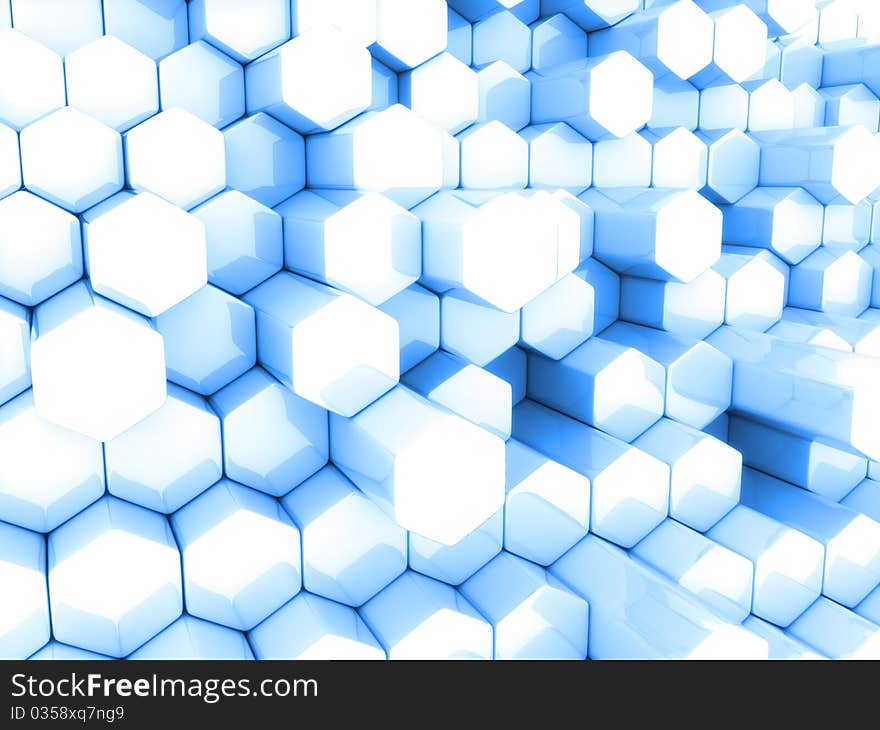 Abstract blue business background with different hexagons. Abstract blue business background with different hexagons