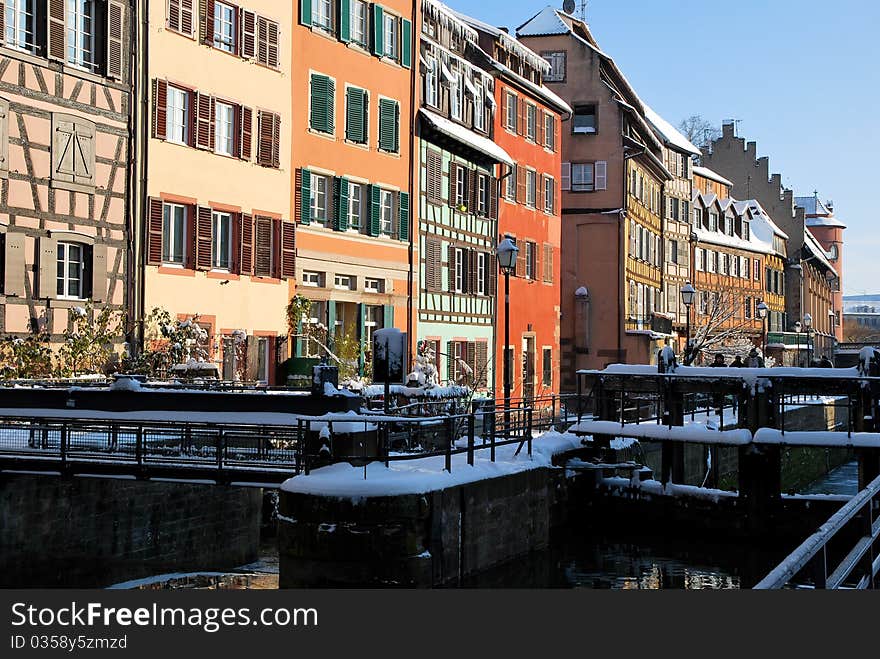 Houses of Strasbourg during winter