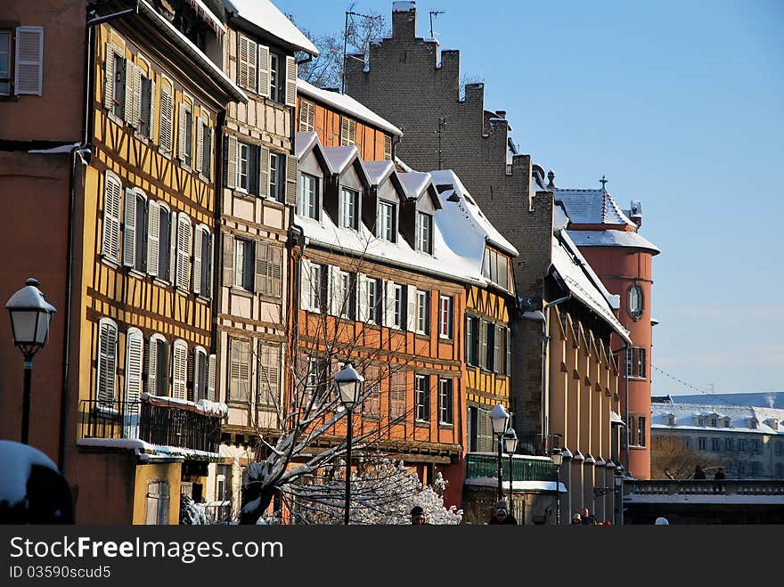 The Strasbourg houses during winter