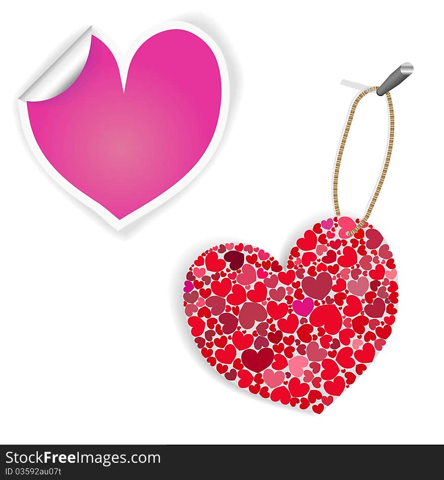 Pink And White Heart Labels