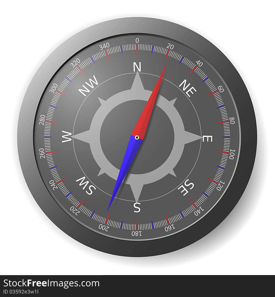 Illustration of the modern black compass. Vector. Illustration of the modern black compass. Vector.