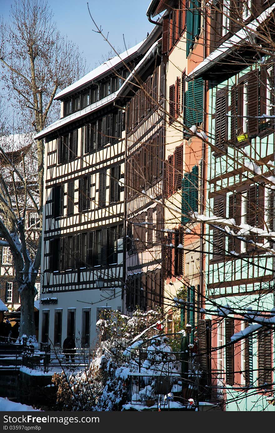 Strasbourg houses during winter