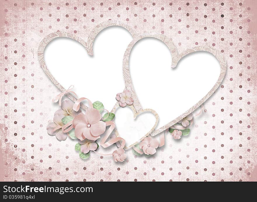 Love card with hearts