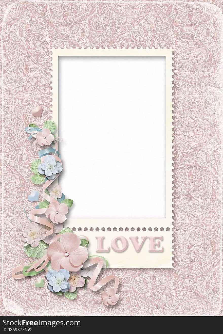 Victorian background with flowers and space for text or photo. Victorian background with flowers and space for text or photo