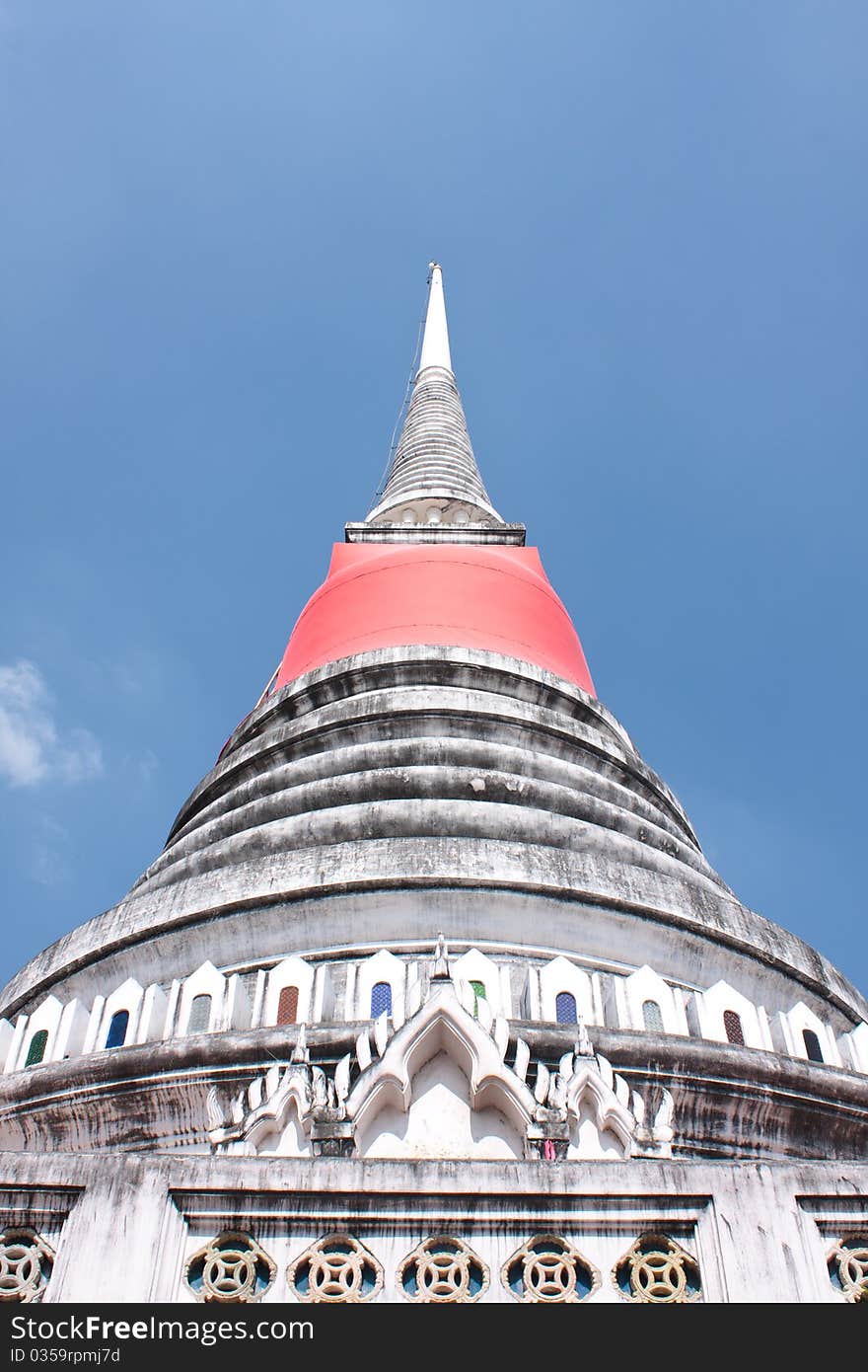 Pagoda Temple in the sky bright Buddhist monasteries. Temples in Thailand