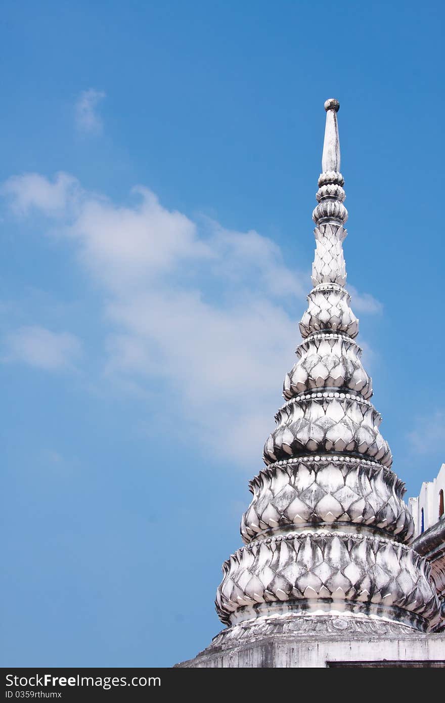 Pagoda Temple in the sky bright Buddhist monasteries. Temples in Thailand