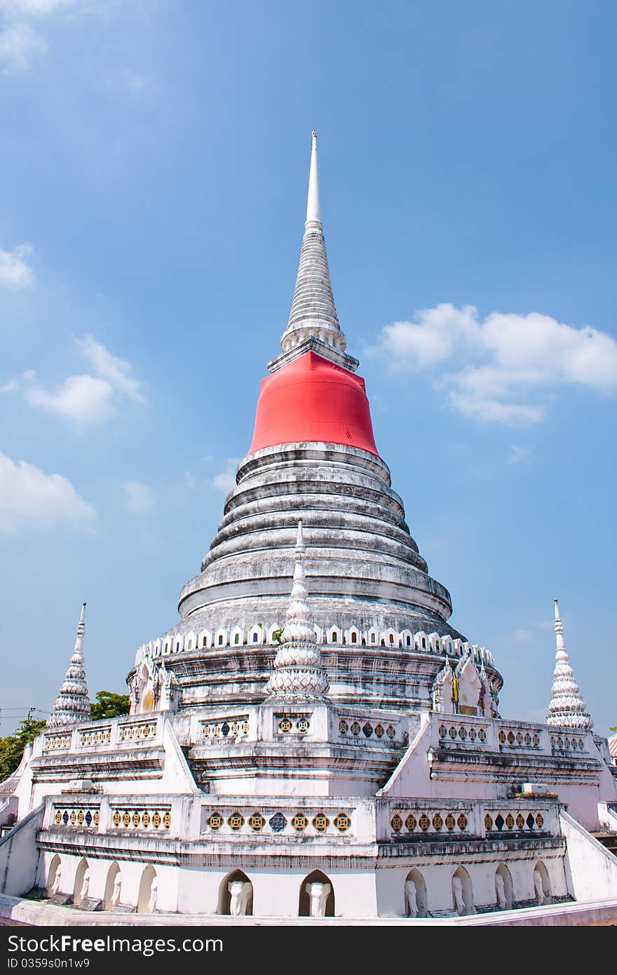 Pagoda Temple in the sky bright Buddhist monasteries. Temples in Thailand