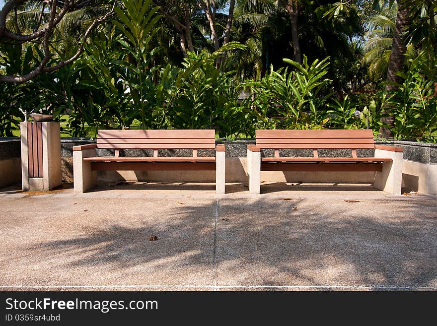 Wooden bench in the park.