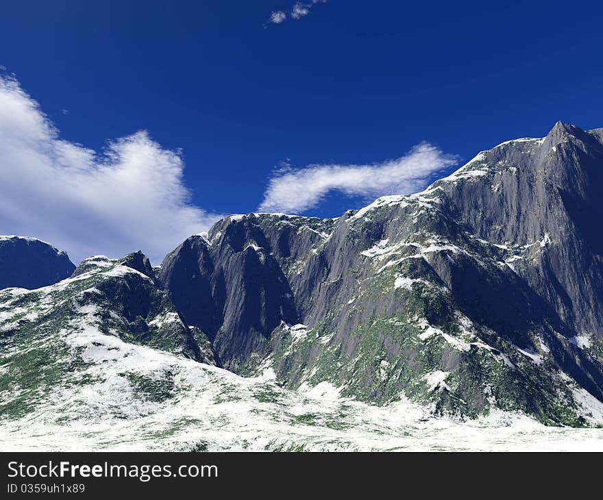 Very bright and colorful winter mountains