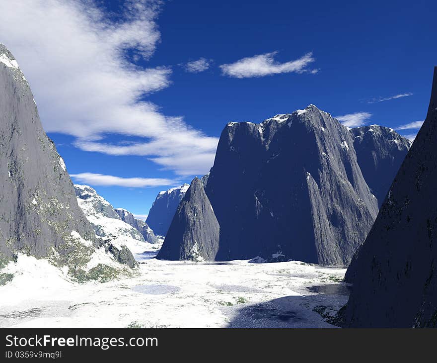 Very bright and colorful winter mountains