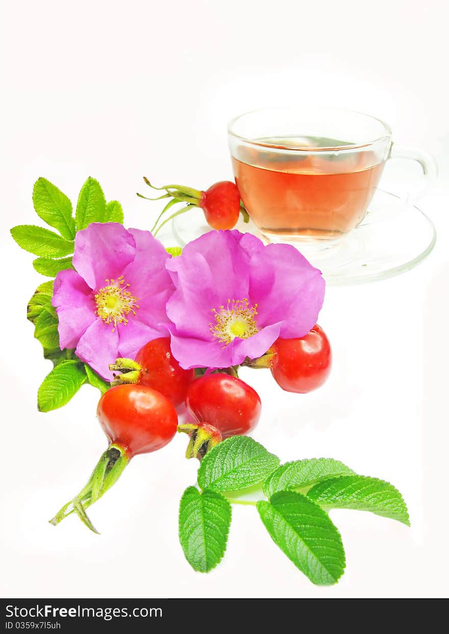 Fruit red tea with wild rose hip