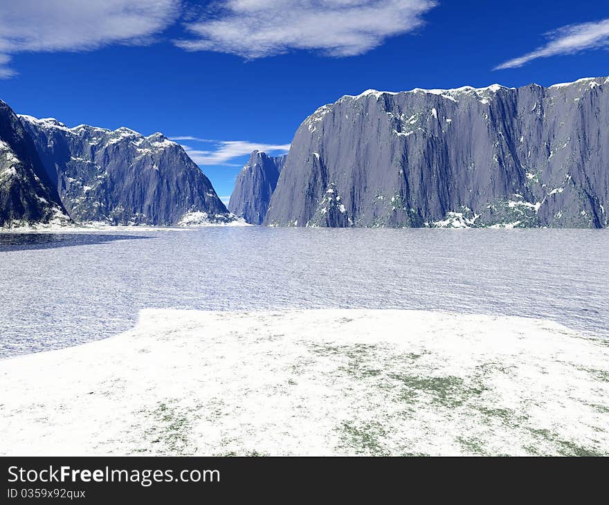 Very bright and colorful icy lake