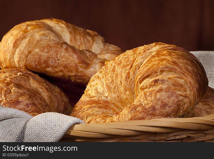 Freshly made breads croissant served for breakfast