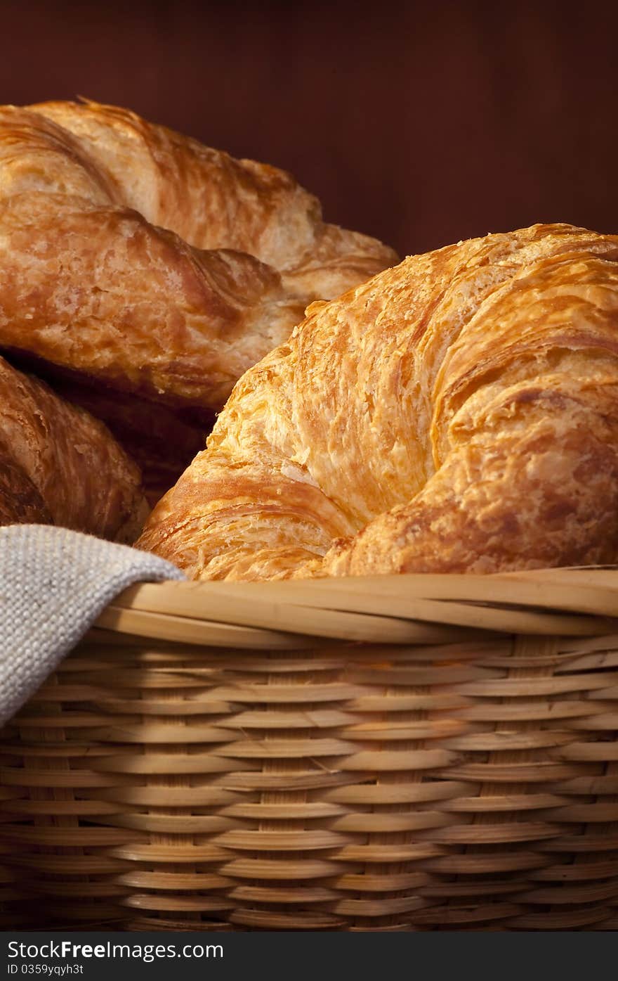 Freshly made breads croissant served for breakfast