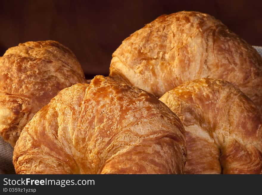 Freshly made breads croissant served for breakfast