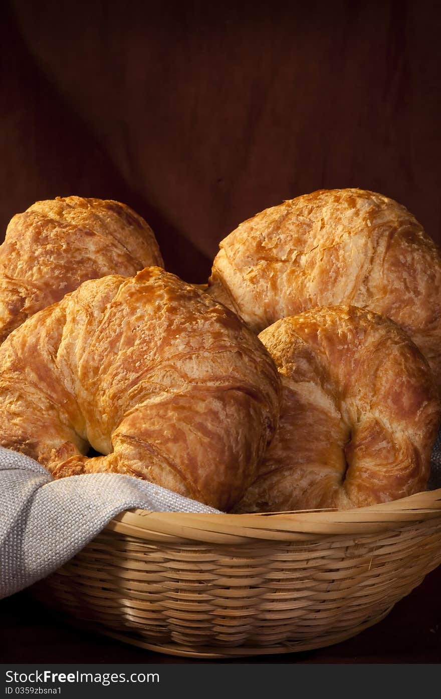 Freshly made breads croissant served for breakfast