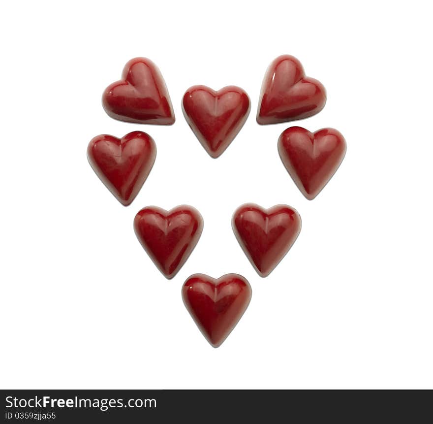 Heart-shaped praline (clipping path) on white background