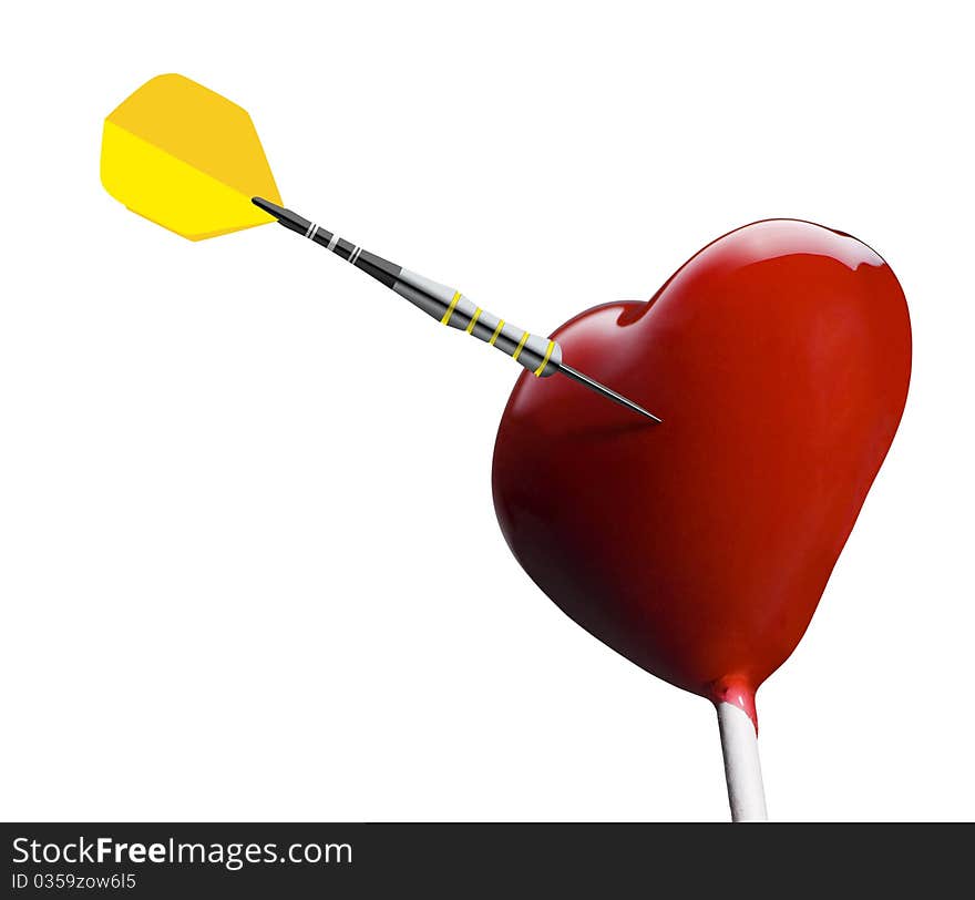 Heart-shaped Lollipop Hit By An Arrow