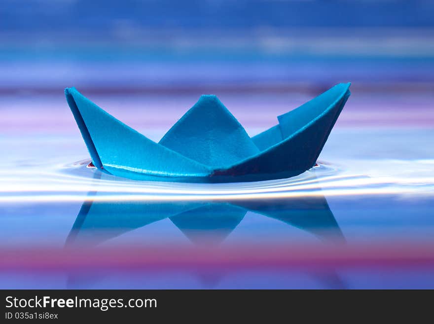 Blue paper boat