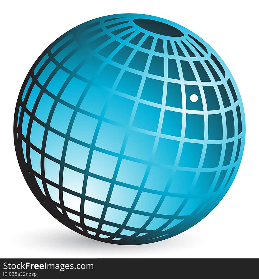 Illustration, transparent blue globe on white background