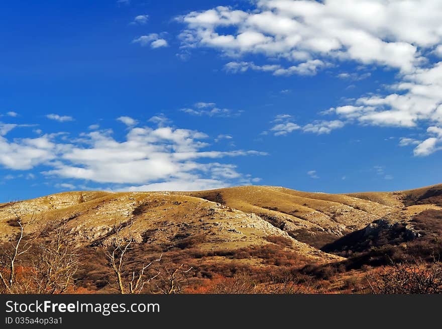 View of the low ridge of Crimean mountains. View of the low ridge of Crimean mountains