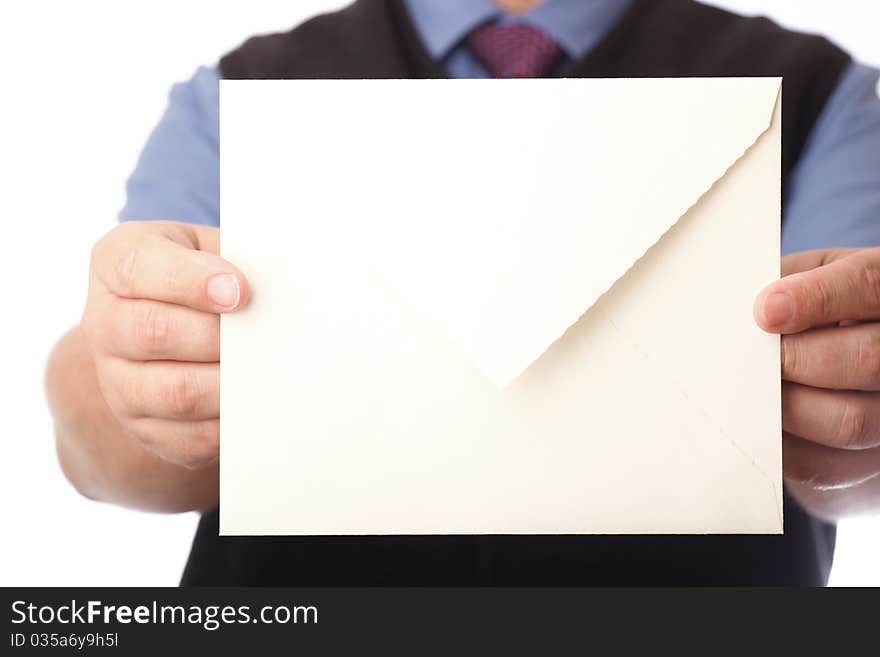 Blank envelop in a hand