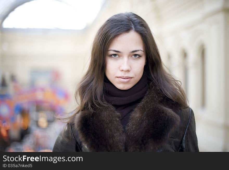 The young beautiful woman the brunette a portrait