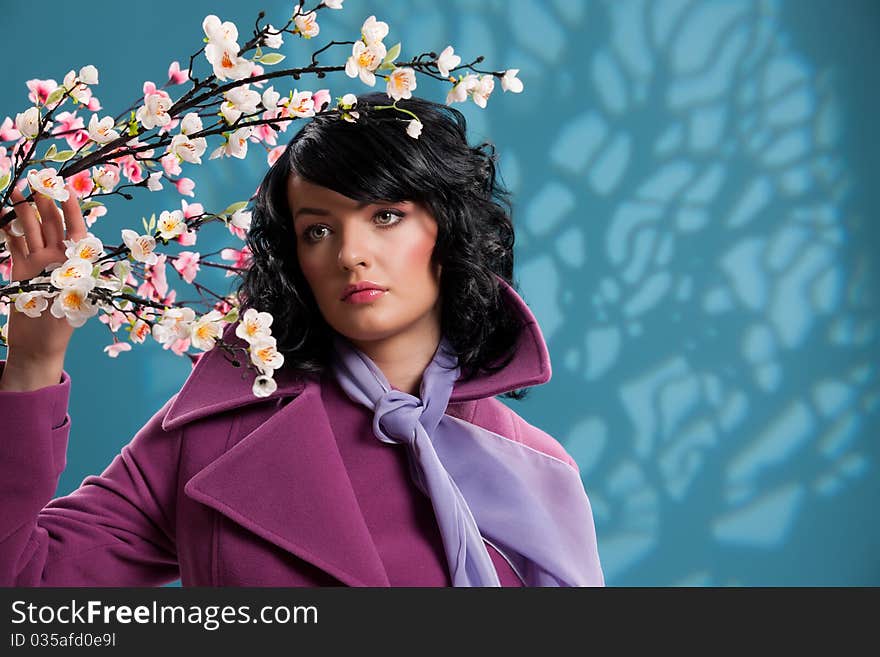 Young Woman And Apple Tree