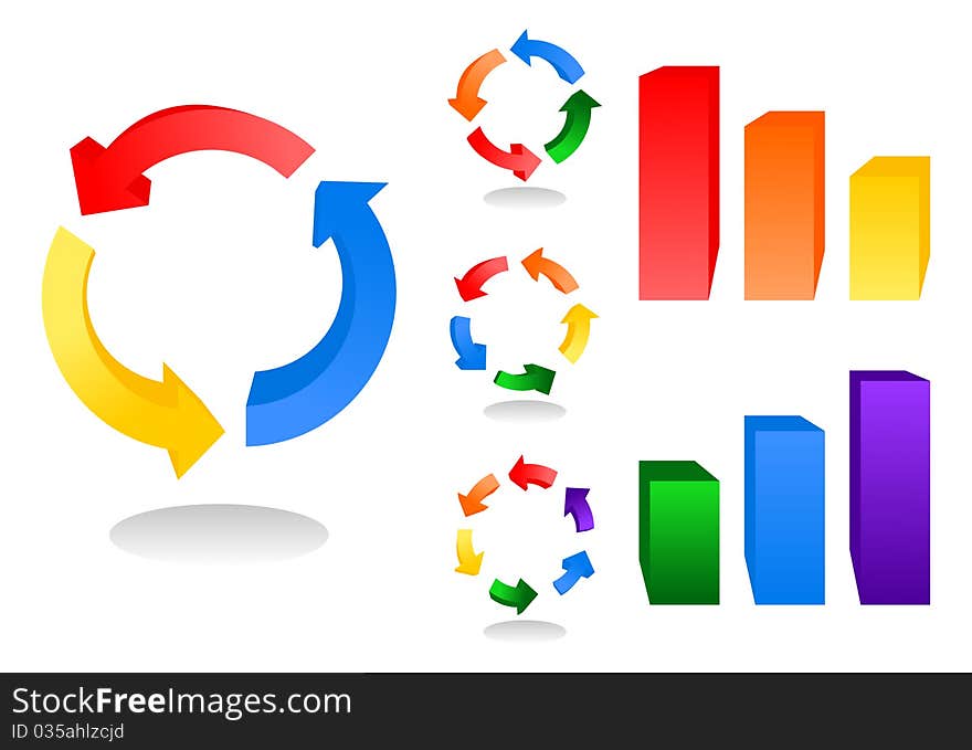 Icons of circulation of substances in the nature. A vector illustration. Icons of circulation of substances in the nature. A vector illustration