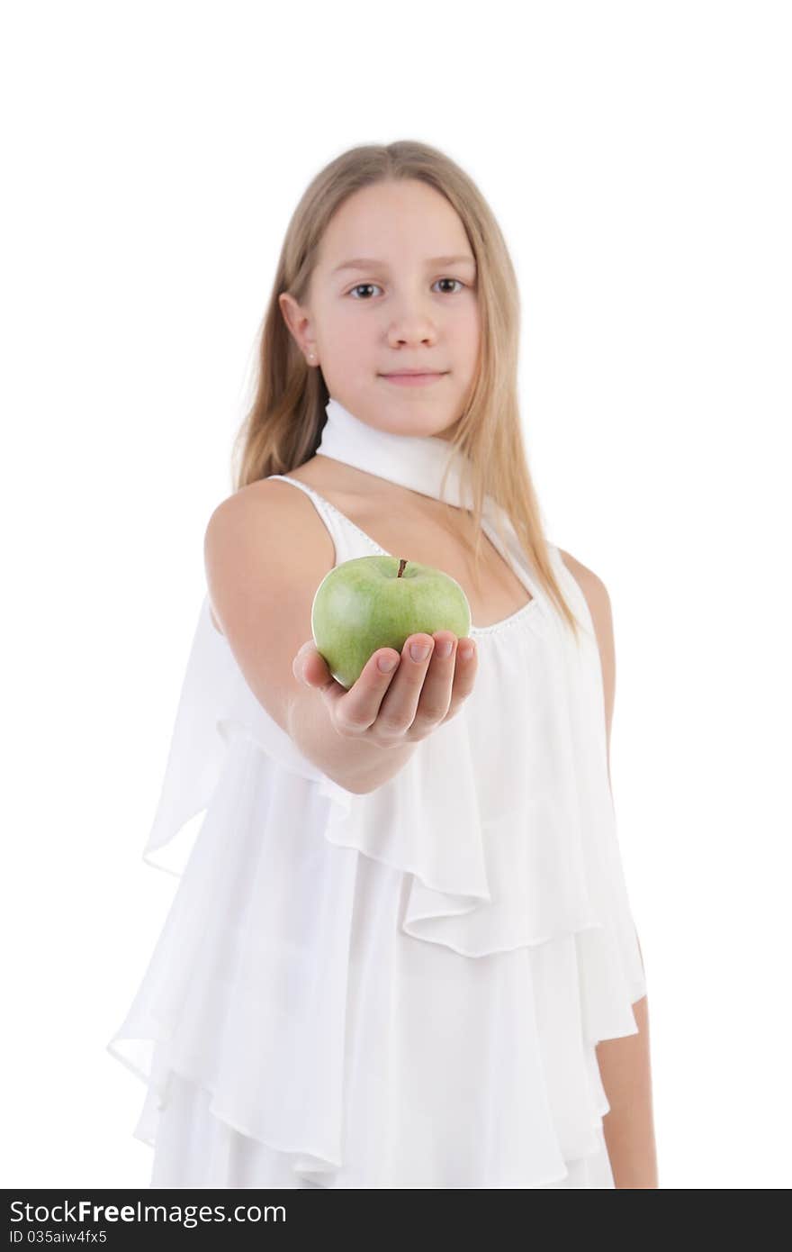 The girl with an apple