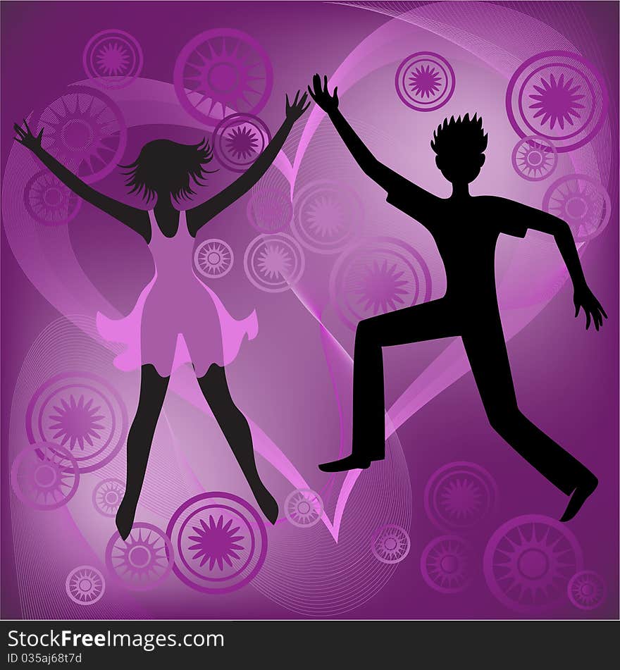 Couple dancing on an abstract purple background. Couple dancing on an abstract purple background