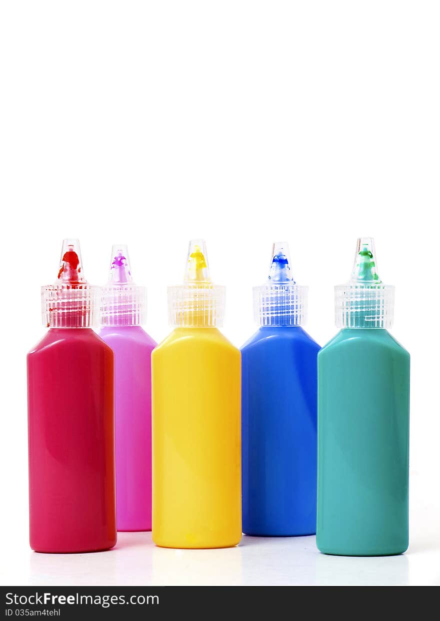 Bottles with colors isolated