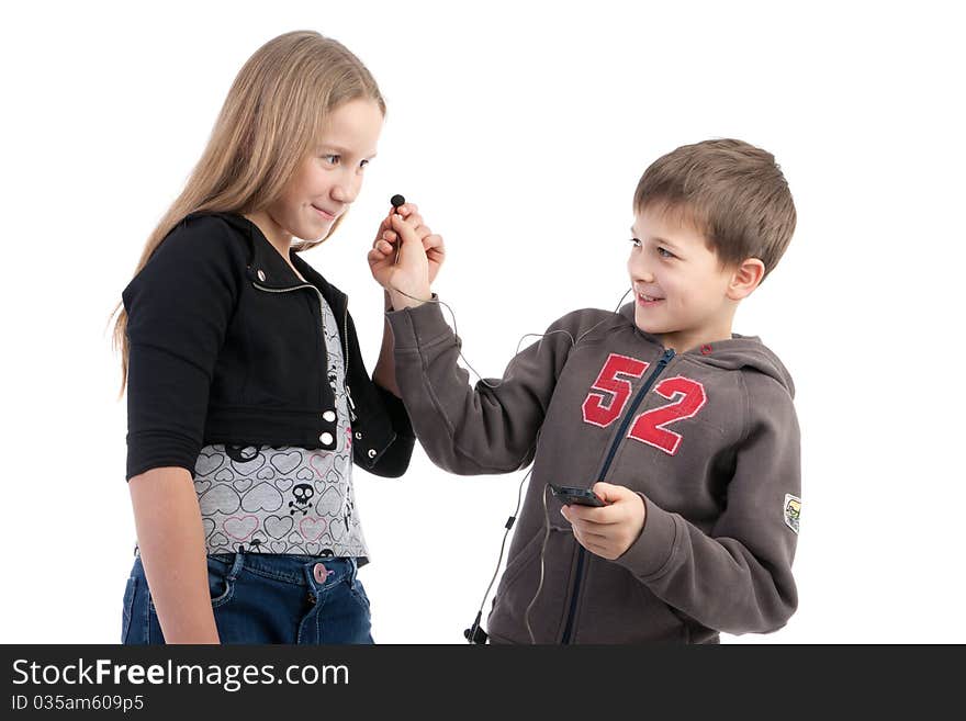 Children listen to music