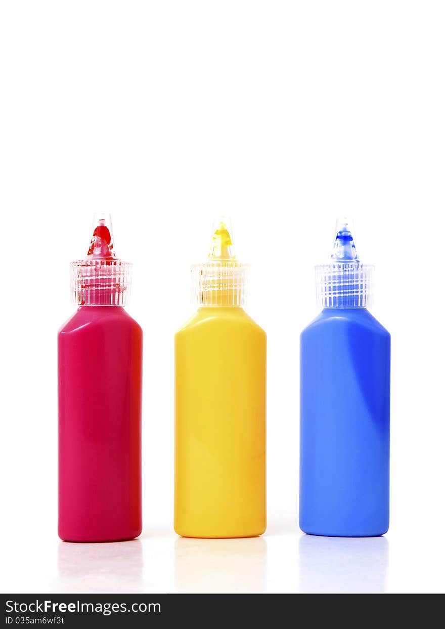 CMYK Bottles With Colors Isolated