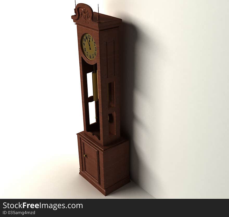 3d old clock isolated on a white background. 3d old clock isolated on a white background