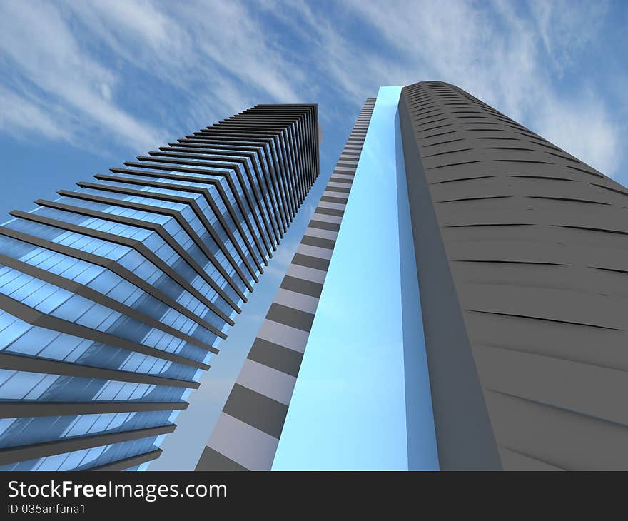 Modern building on a light background. Modern building on a light background