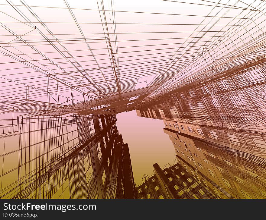 Lattice of a modern building on a dark background. Lattice of a modern building on a dark background