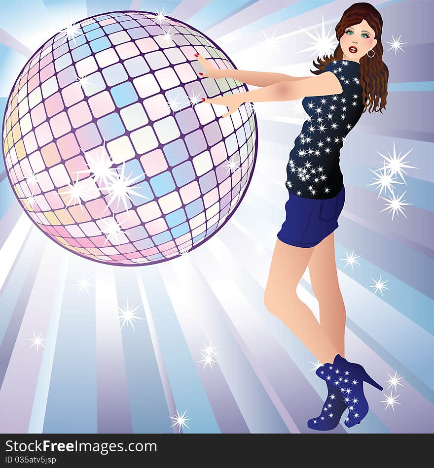 Girl and a disco ball.