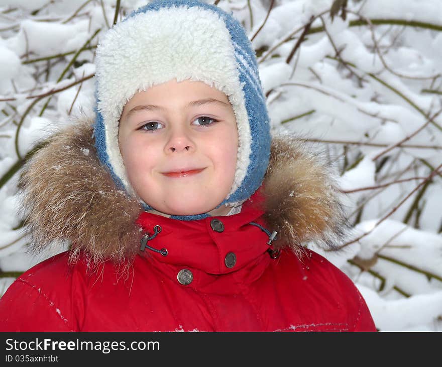 Portrait of a boy in winter clothing