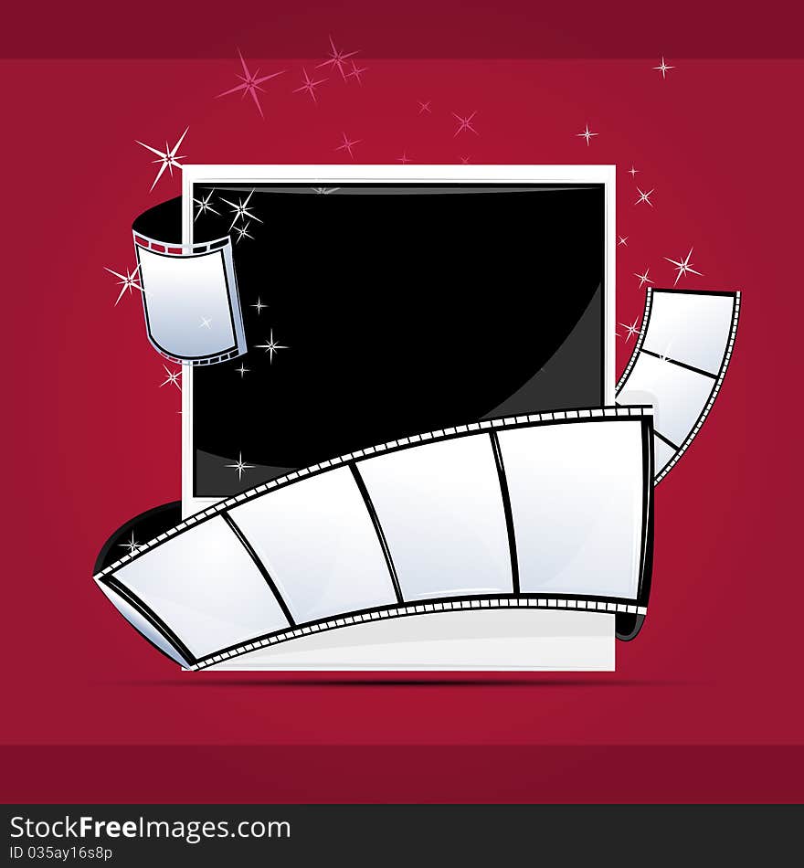 Illustration of photo with reel on abstract background