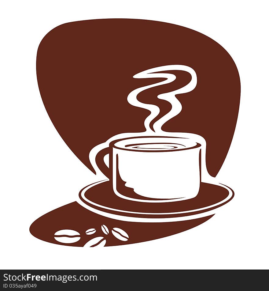 Illustration of sketchy coffee in cup on white background