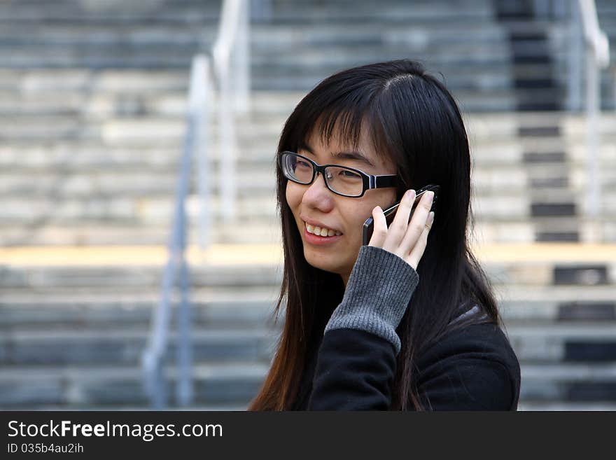 Chinese Girl Who Is Talking In Phone