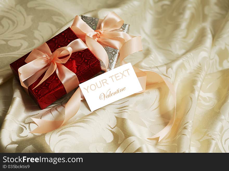 Valentine background. Beautiful gifts for holidays